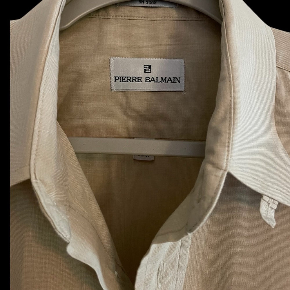 Balmain Men's Classic Beige Dress Shirt